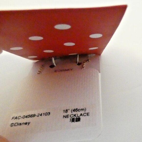 Necklace 18" Goldtone Minnie Mouse Hong Kong OOAK Rhinestone & Gift Bag NWT - Picture 4 of 6